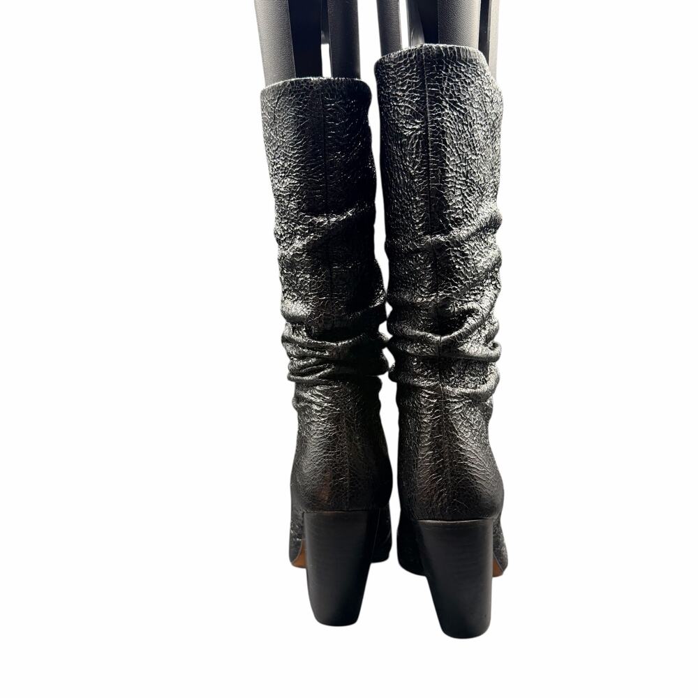 IRO Elektro Metallic Black Leather Slouch Cone Heel Boots Size 36 us 6 - Picture 3 of 15